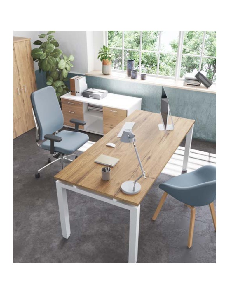 Bureau droit - Neuf - Eco - Acacia / Blanc - L 160 x P 80 cm