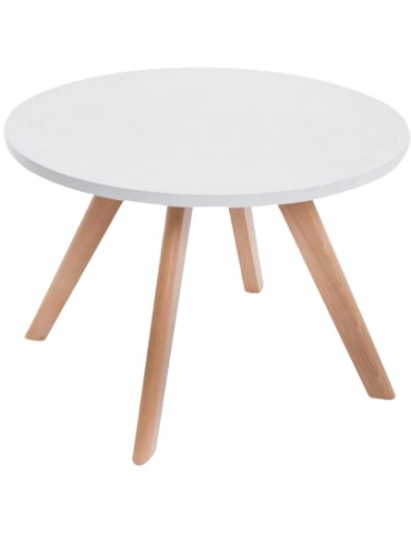 Table basse - Blanc / Bois  - Ø L 60 CM 