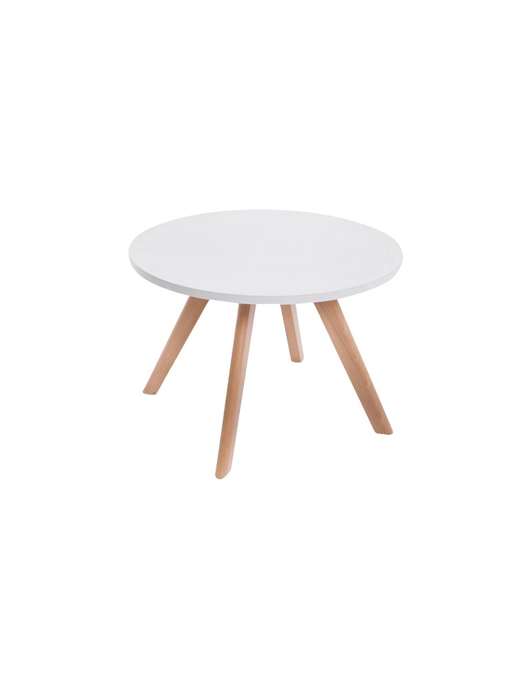Table basse - Blanc / Bois  - Ø L 60 CM 