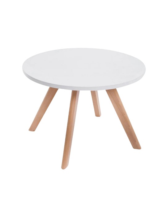 Table basse - Blanc / Bois  - Ø L 60 CM 