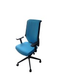 Fauteuil de travail - Udo - Neuf Déstockage - Dossier tissus bleu / Assise tissus bleu avec accoudoirs 2D