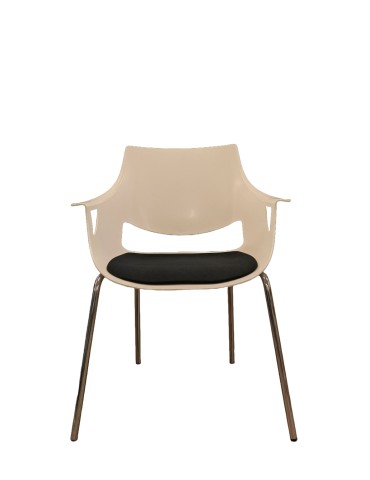 Chaise visiteur - Fano - Dossier polypro Blanche /  Assise tissus Anthracite