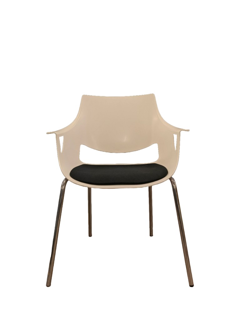Chaise visiteur - Fano - Dossier polypro Blanche /  Assise tissus Anthracite