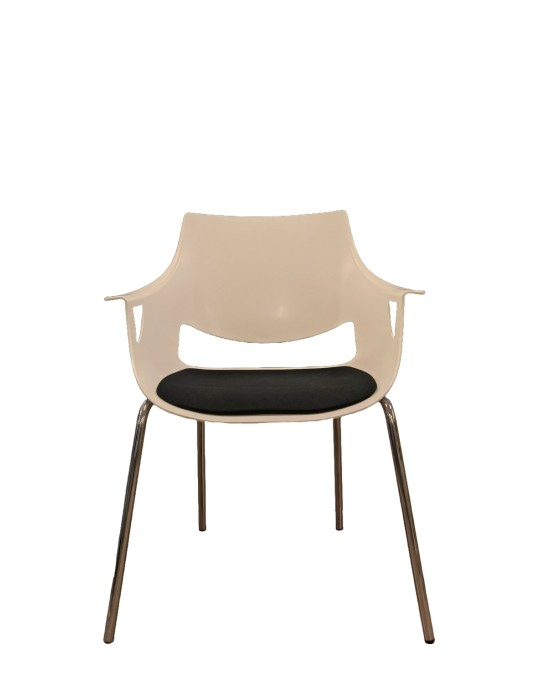 Chaise visiteur - Fano - Dossier polypro Blanche /  Assise tissus Anthracite