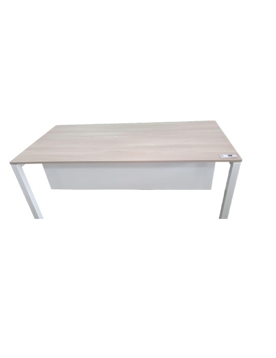 Bureau droit - Neuf - Chêne grisé Clair / Blanc - voile de fond - L 160 x P 80 cm