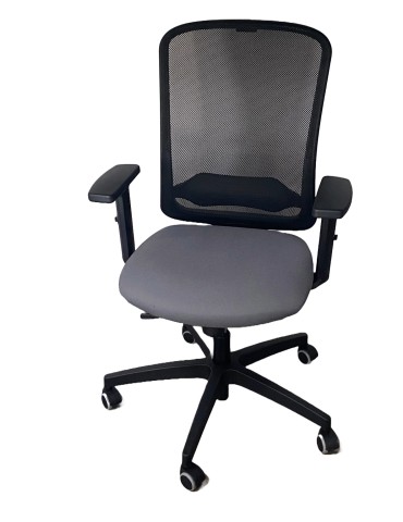Fauteuil de travail Neuf - "Takk black"- Dossier résille Noir / Assise tissus Gris