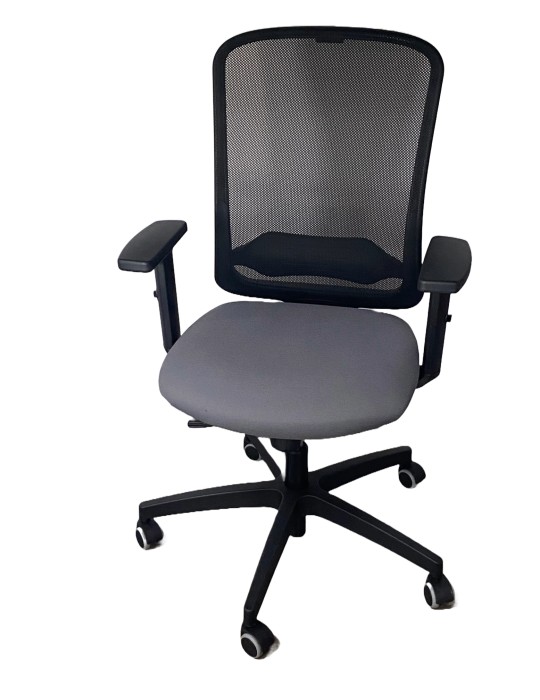 Fauteuil de travail Neuf - "Takk black"- Dossier résille Noir / Assise tissus Gris