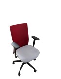 Fauteuil de travail - Eurosit - Ligne E4 Pro - Dossier résille Bordeaux / Assise tissus Gris clair