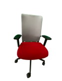 Fauteuil de travail Eurosit Ligne S - Dossier résille Gris clair / Assise tissus Rouge