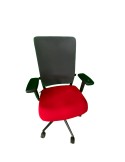Fauteuil de travail Eurosit Ligne S - Dossier résille Gris Foncé / Assise tissus Rouge