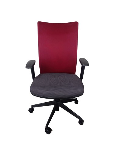 Fauteuil de travail - Eurosit - Ligne E4 Pro - Dossier résille Bordeaux / Assise tissus Anthracite