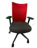 Fauteuil de travail - Eurosit - Ligne E4 Pro - Dossier résille Rouge / Assise tissus Gris chiné