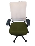 Fauteuil de travail Eurosit Ligne S - Dossier résille Beige / Assise tissus Vert