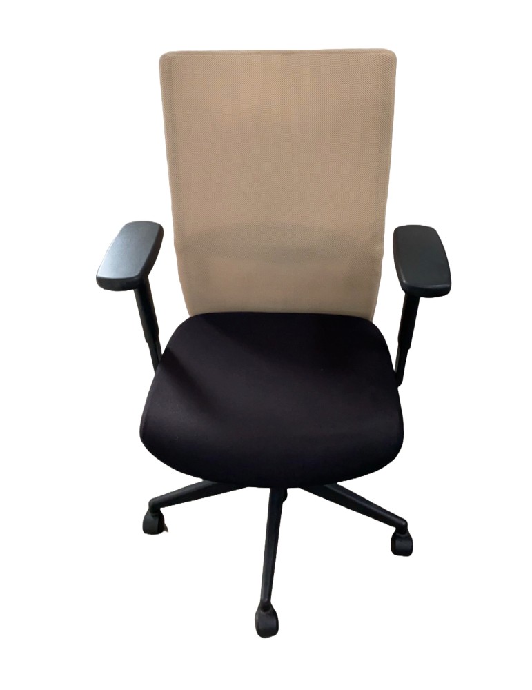 Fauteuil de travail Eurosit Ligne E4 Pro - Dossier résille Beige / Assise tissus Noir - chiné
