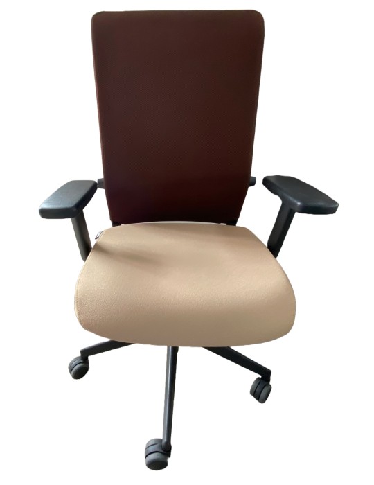 Fauteuil de travail Eurosit Ligne E4 Pro - Dossier résille Marron / Assise tissus Beige