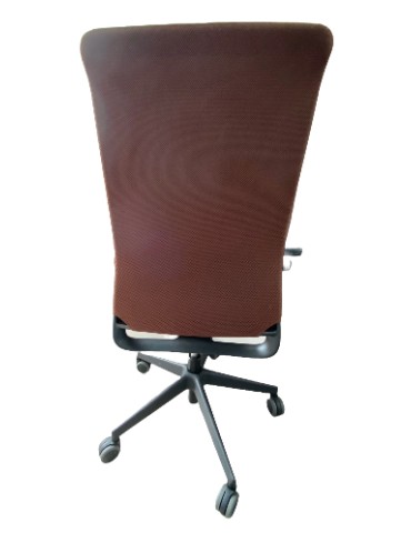 Fauteuil de travail Eurosit Ligne E4 Pro - Dossier résille Marron / Assise tissus Beige 2