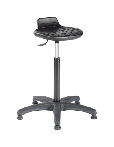 Tabouret assis-debout fixe - avec assise en polyuréthane noir