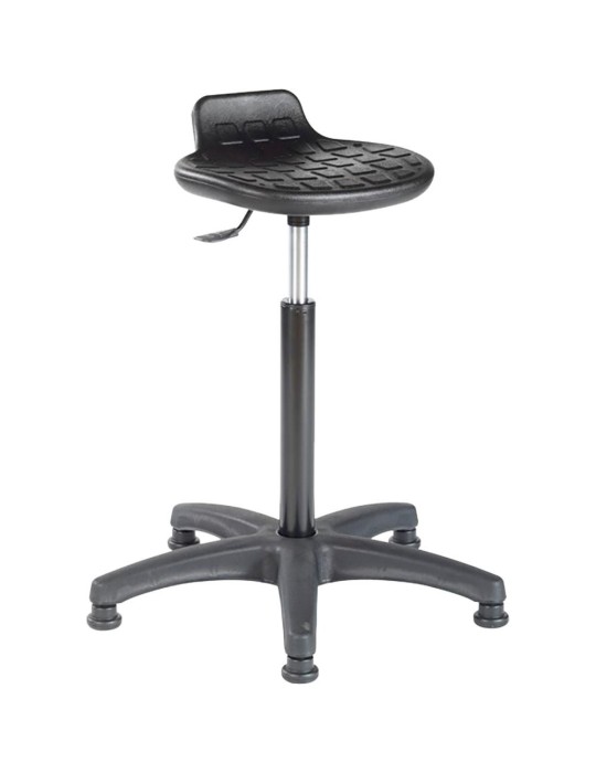 Tabouret assis-debout fixe - avec assise en polyuréthane noir