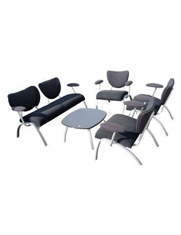 Chauffeuses "Ensemble" - avec accoudoirs Dossier tissus Noir chiné - Assise tissus Noir