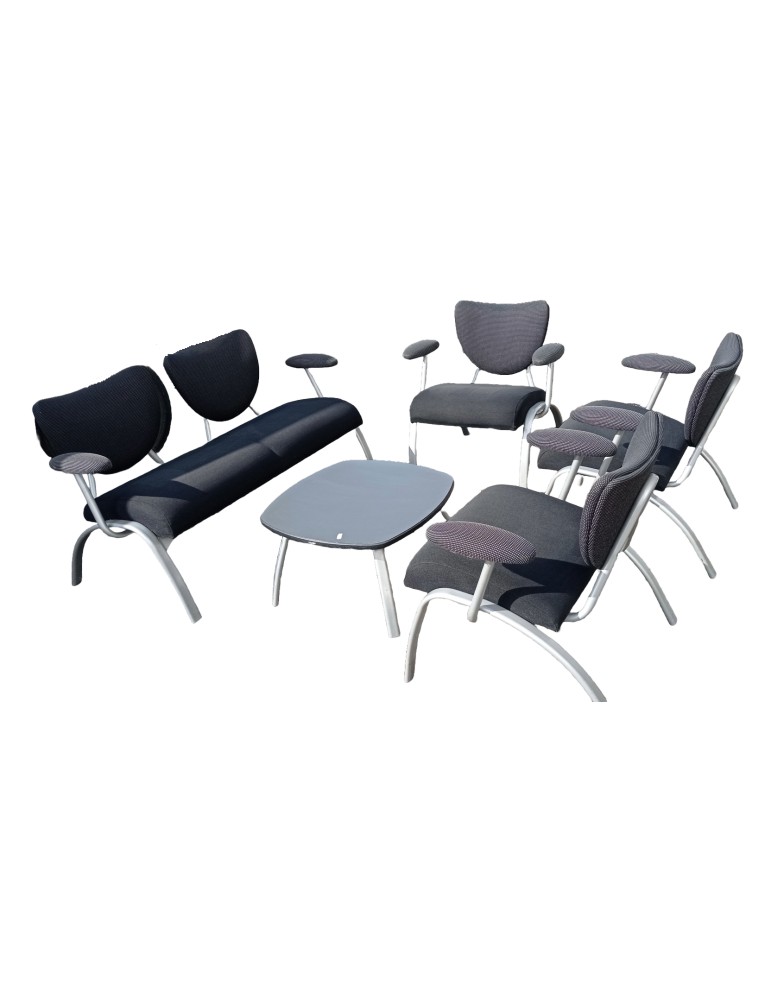 Chauffeuses "Ensemble" - avec accoudoirs Dossier tissus Noir chiné - Assise tissus Noir