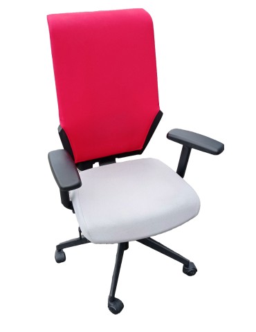 Fauteuil de travail Eurosit UDO - Dossier tissus Rouge / Assise tissus Gris clair