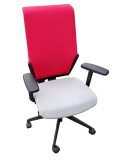 Fauteuil de travail Eurosit UDO - Dossier tissus Rouge / Assise tissus Gris clair