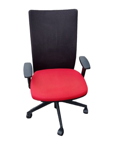 Fauteuil de travail Eurosit Ligne S - Dossier tissus Noir / Assise tissus Rouge