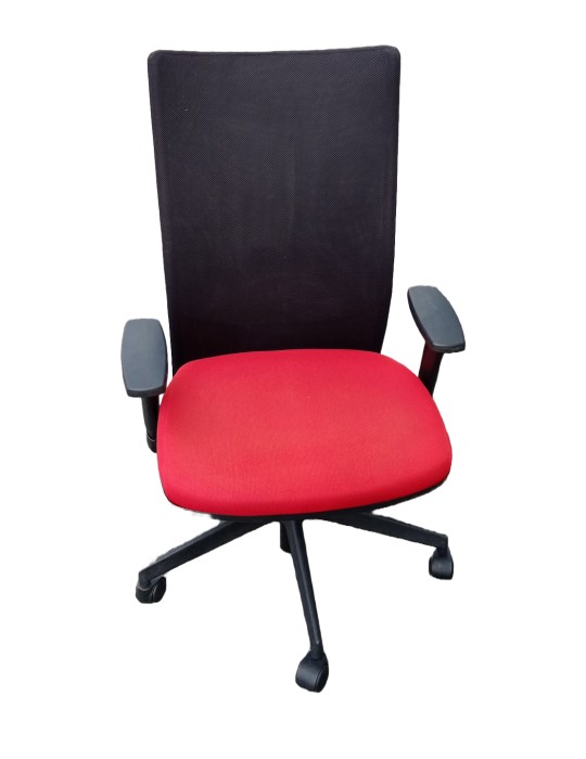 Fauteuil de travail Eurosit Ligne S - Dossier tissus Noir / Assise tissus Rouge