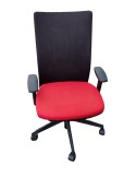 Fauteuil de travail Eurosit Ligne S - Dossier tissus Noir / Assise tissus Rouge