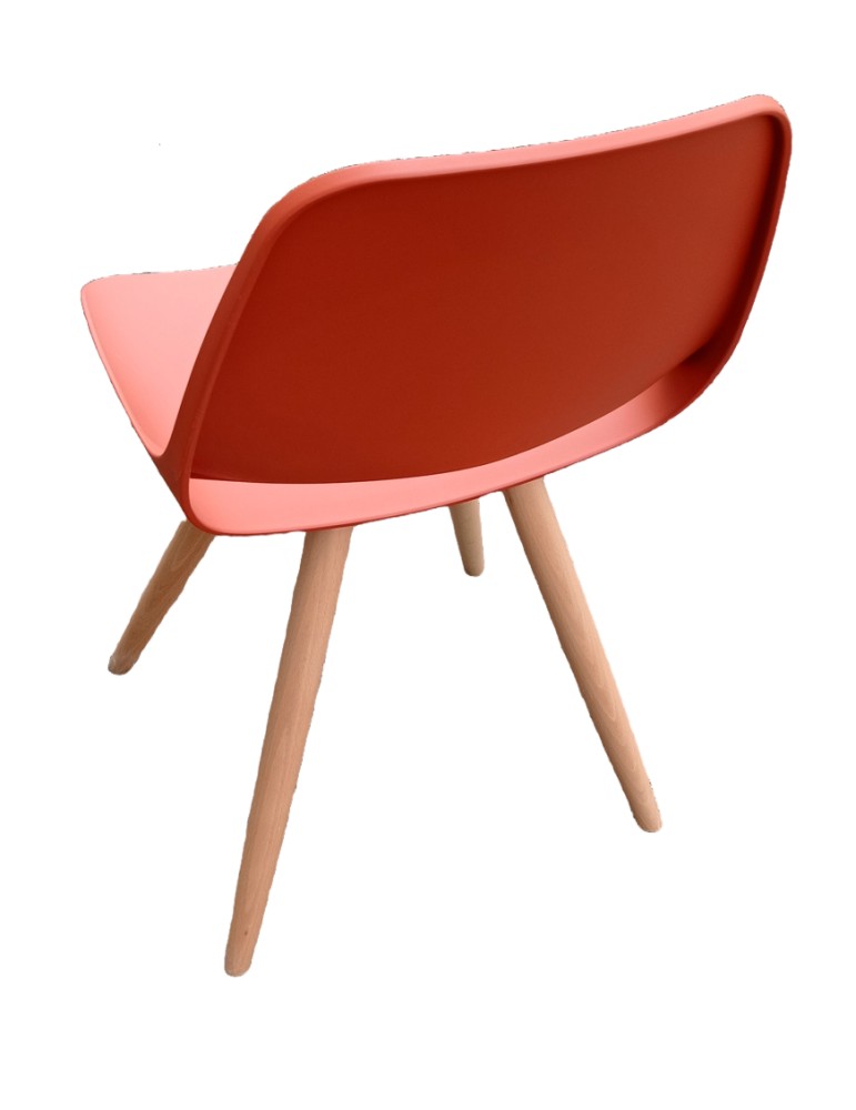 Chaise visiteur - Pilea - Coque polypropylène - Brique - 4 pieds bois