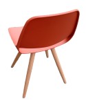 Chaise visiteur - Pilea - Coque polypropylène - Brique - 4 pieds bois