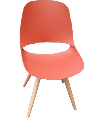 Chaise visiteur - Pilea - Coque polypropylène - Brique - 4 pieds bois 2