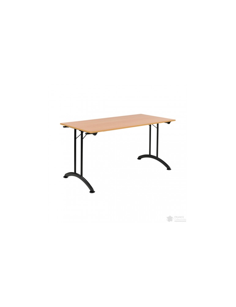 Table pliante - Hêtre / Noir - L 140 x P 70 cm reconditionnée