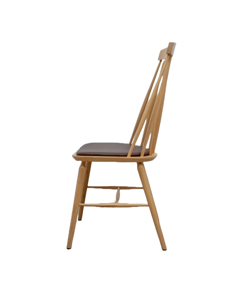 Chaise de qualité en bois et placet simili cuir d'occasion Gers