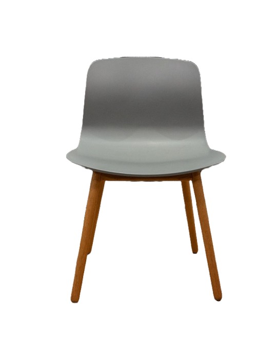 Chaise coque plastique Hay ACC12 - Gris - Piètement bois chêne- Reconditionné