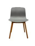 Chaise coque plastique Hay ACC12 - Gris - Piètement bois chêne- Reconditionné