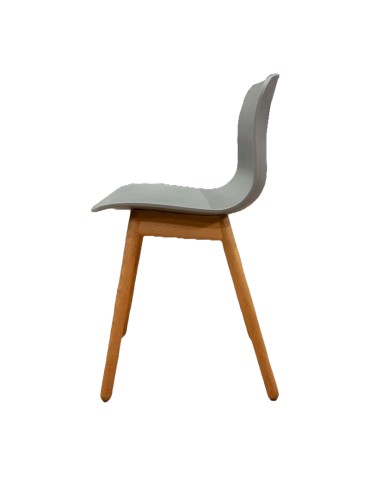 Chaise coque plastique Hay ACC12 - Gris - Piètement bois chêne- Reconditionné 2