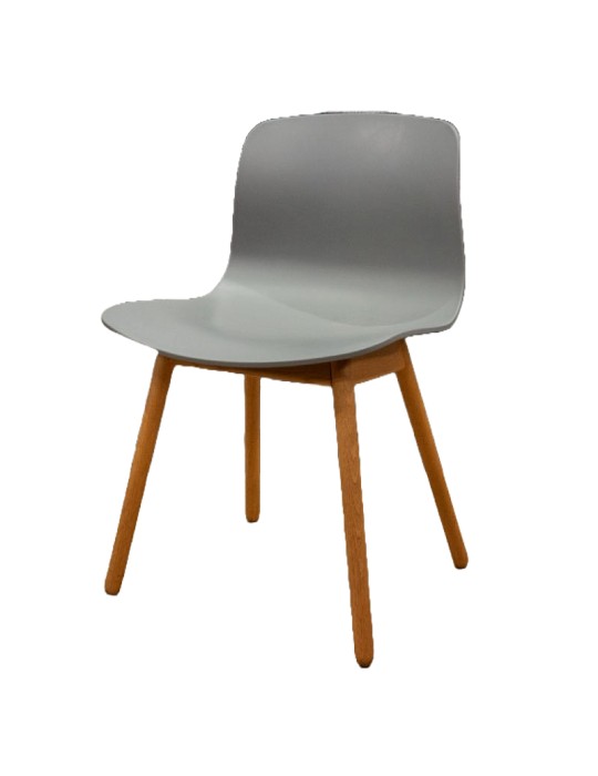 Chaise coque plastique Hay ACC12 - Gris - Piètement bois chêne- Reconditionné