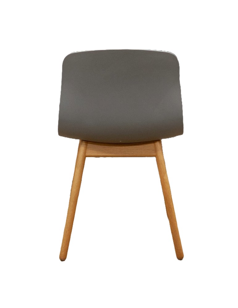 Chaise coque plastique Hay ACC12 - Gris - Piètement bois chêne- Reconditionné