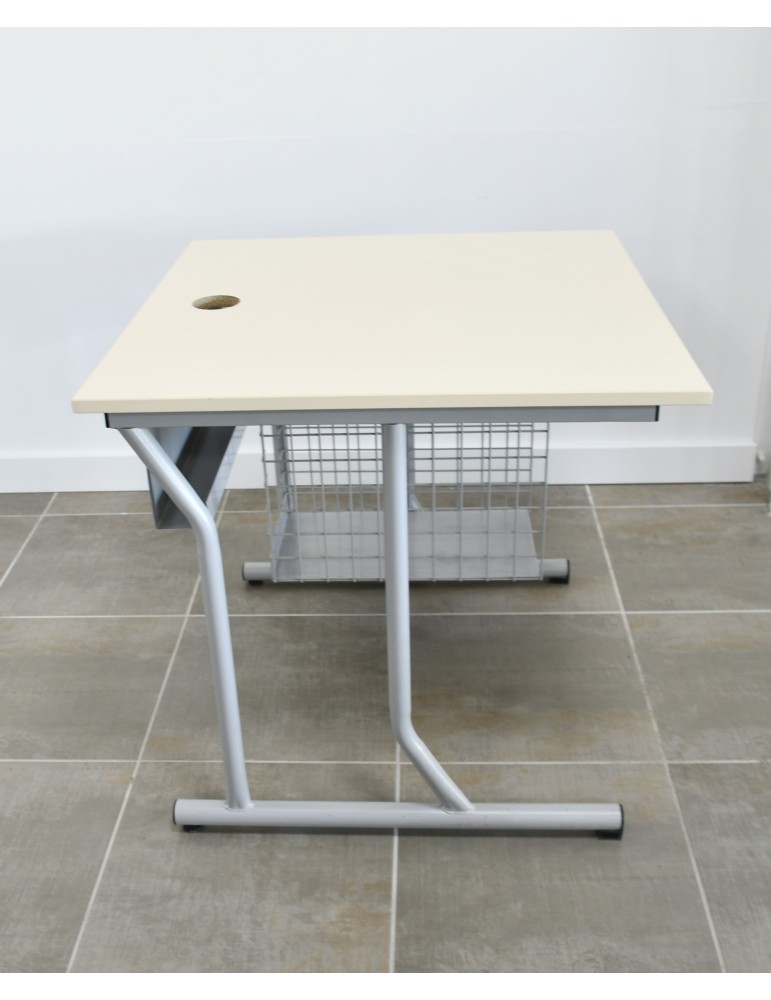 Table informatique - Beige / Gris alu 80 x 80 cm avec support UC d'occasion