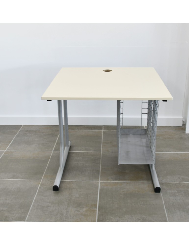 Table informatique - Beige / Gris alu 80 x 80 cm avec support UC d'occasion