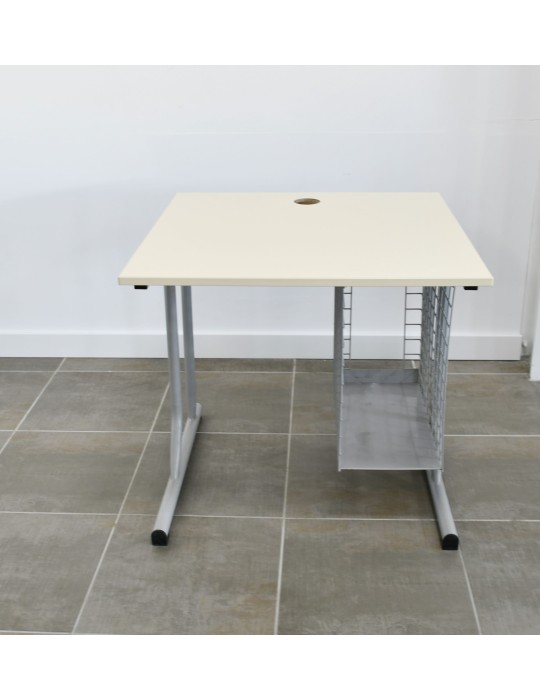 Table informatique - Beige / Gris alu 80 x 80 cm avec support UC d'occasion
