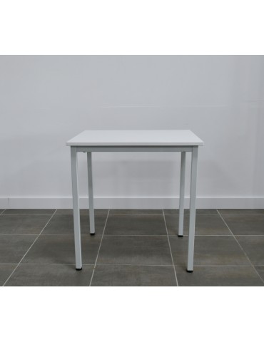 Table - Blanc / Gris clair - L 70 x P 60 cm - reconditionnée