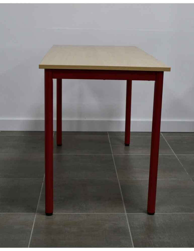 Table compo - Neuf - Hêtre / Rouge Framboise - L 120 x P 60 cm - Taille 5