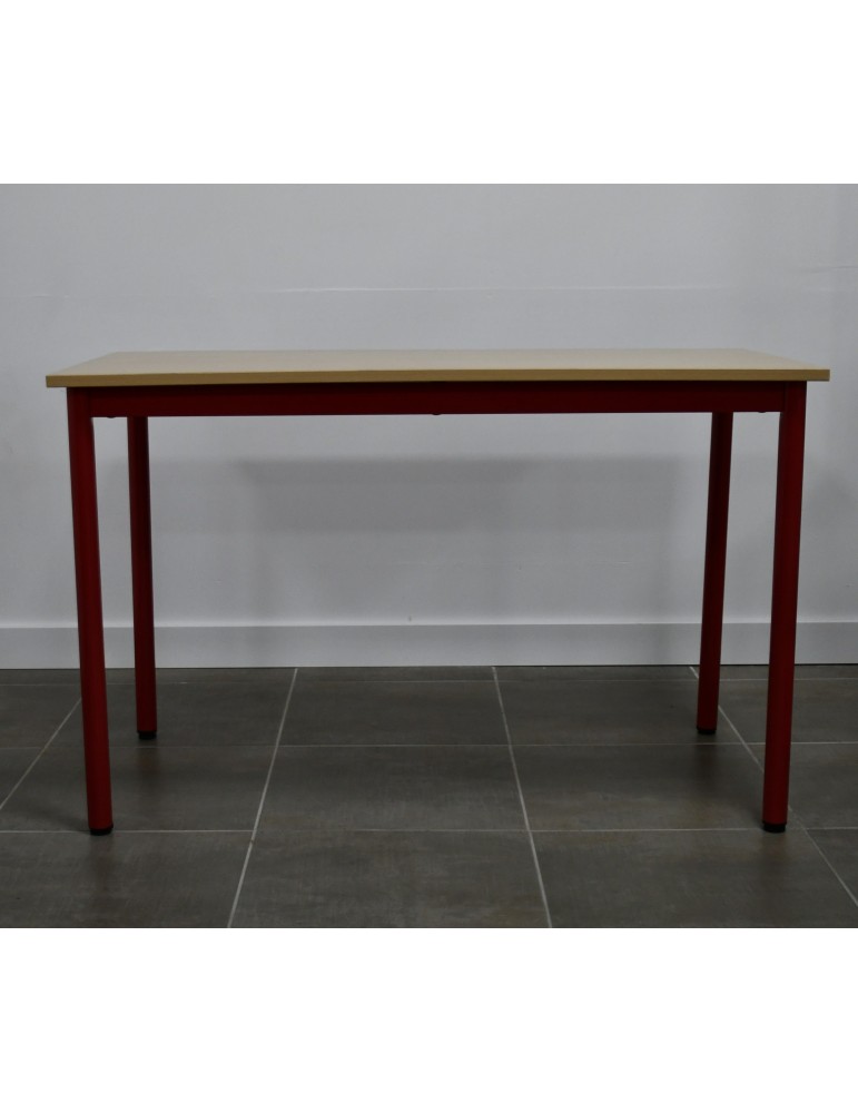 Table compo - Neuf - Hêtre / Rouge Framboise - L 120 x P 60 cm - Taille 5