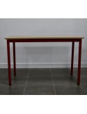 Table compo - Neuf - Hêtre / Rouge Framboise - L 120 x P 60 cm - Taille 5