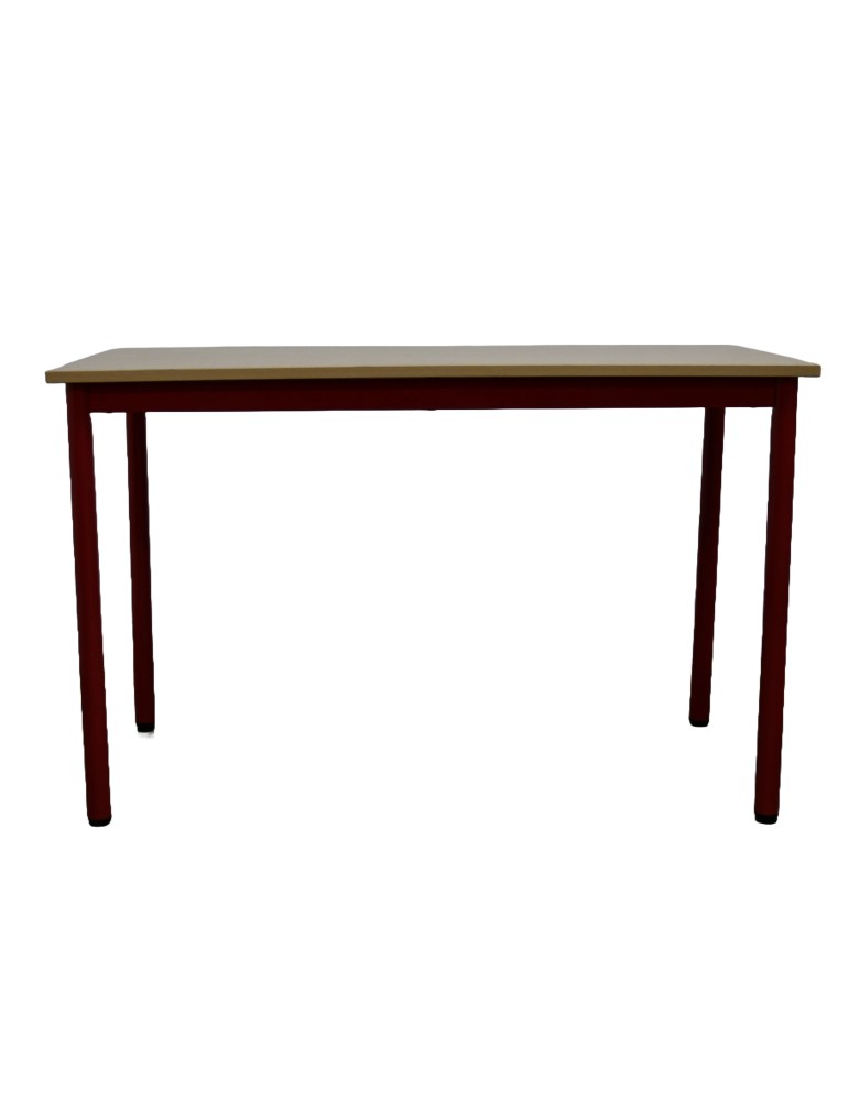 Table compo - Neuf - Hêtre / Rouge Framboise - L 120 x P 60 cm - Taille 5