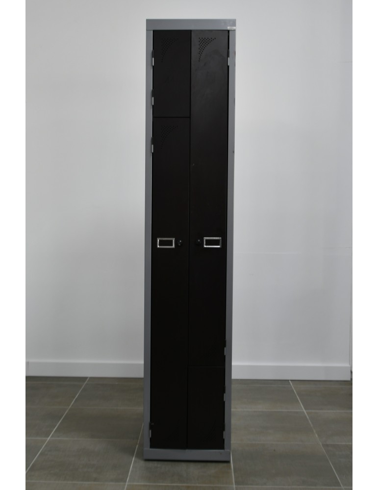 Vestiaire gain de place 2 portes Gris / Marron Bronze - H 200 x L 40 x P 50 cm