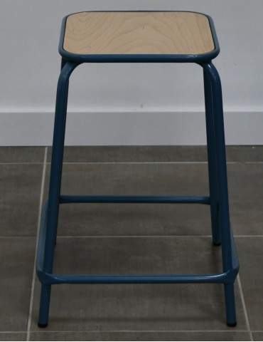 Tabouret scolaire - Hêtre / Bleu L 32 P 32 H 58 cm