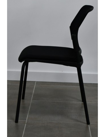 copy of Chaise visiteur Tamaki sur roulettes Dossier résille Noir/ Assise tissus Bleu 2